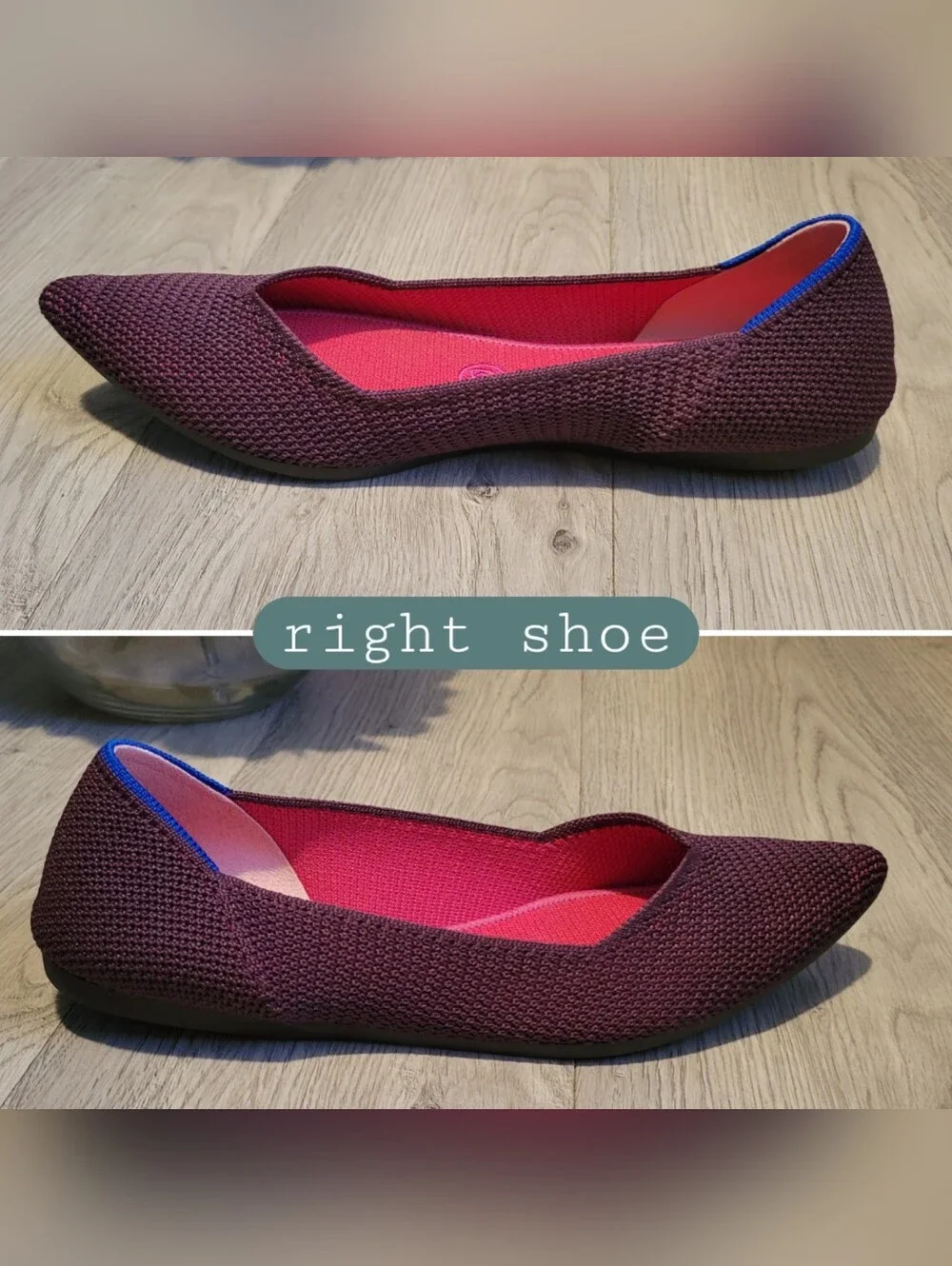 Rothy's The Point Berry Lattice Stitch Flats + Hot Pink Insole, US 8.5 EU 39